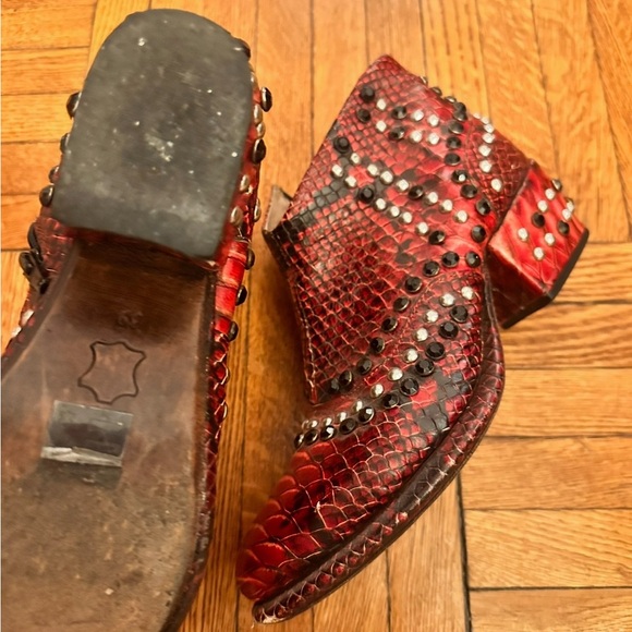 Free people chasing cowboys snakeskin red studded gem western ankle boot 39 - Picture 7 of 8